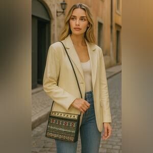 Bohemian Bead Stitched Patterned Crossbody Bag